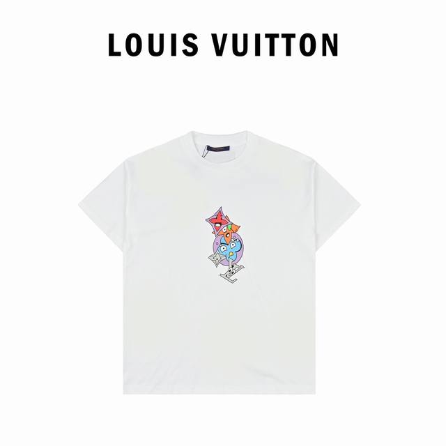 Louis Vuitton路易威登卡通印花短袖t恤 标识结合高品质 专柜同步上新 采用定织定染高克重原版面料纯棉面料 1-1工艺制作 宽松oversize版型